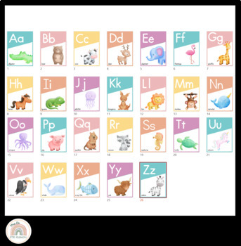 Watercolor Animal Alphabet Posters for Kindergarten & Preschool Classroom
