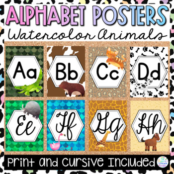 Watercolor Animal Alphabet Posters Classroom Decor - Animal Print ...