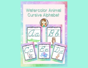 Preview of Watercolor Animal Cursive Alphabet