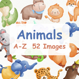 Watercolor Animals A-Z Clipart Set