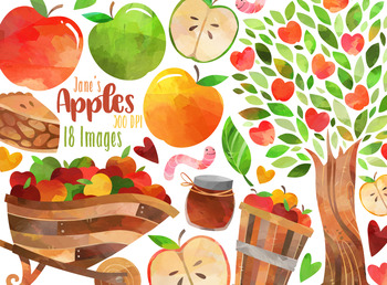Preview of Watercolor Apples Clipart
