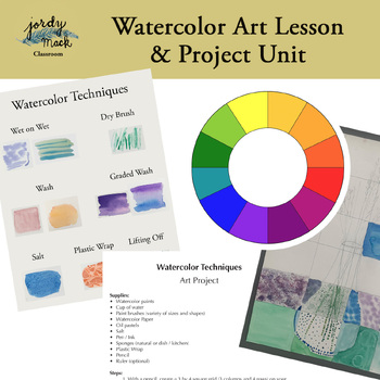 Preview of Watercolor Art Lesson & Project Unit