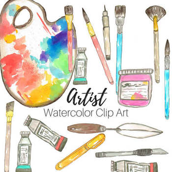 Watercolor Artist Art Supplies Clip Art