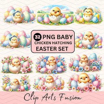 Preview of Watercolor Baby Chicken Hatching from Egg Clipart Set[Commercial Use Allowed]