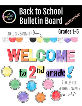 Watercolor Back to School Bulletin Board by Our Primary Days | TPT