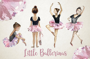 Preview of Watercolor Ballerinas Clip Art Set