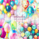 Watercolor Balloon Splashes - Birthday Party Design Elements