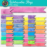 Watercolor Banner Clipart: 30 Fun Rainbow Flag Pennant Cli