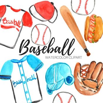 Watercolor Baseball Clipart, Baseball Clip Art By Paulaparaula