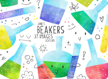 Preview of Watercolor Beakers Clipart