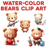 Watercolor Bear Clip Art - Cute Decor - Commercial Use