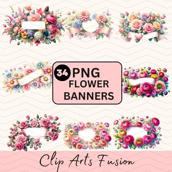 Preview of Watercolor Beautiful Flower Banners Set[Commercial Use Allowed]