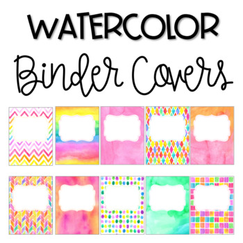 Preview of Watercolor Binder Covers  *Editable*
