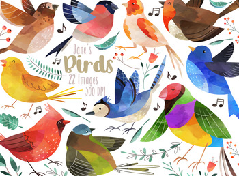 Preview of Watercolor Birds Clipart