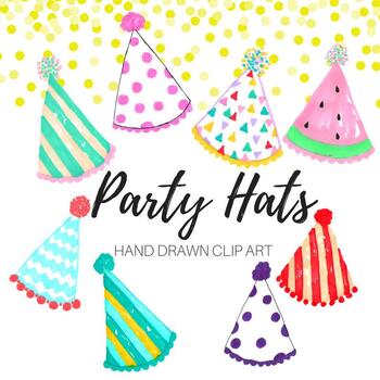 Preview of Watercolor Birthday Party Hat Clipart