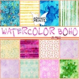 Watercolor Boho Plant Digital Paper Background Clip Art Se