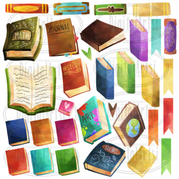 Watercolor Books Clipart by Digitalartsi