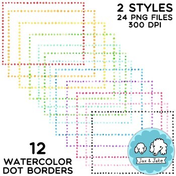 Watercolor Border Clipart, Skinny Rainbow Dot, Line Clip Art Frames PNG