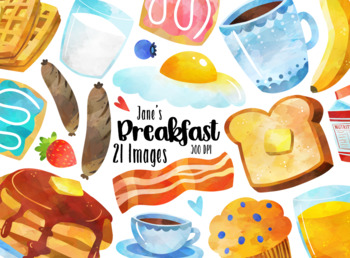 Preview of Watercolor Breakfast Clipart