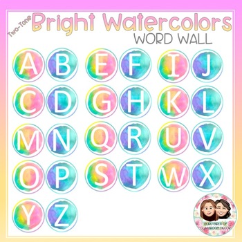 Preview of Watercolor Bright Two-Tone Word Wall Letters