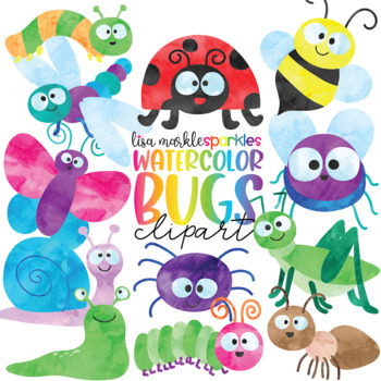 Preview of Bugs and Insects Clipart Watercolor