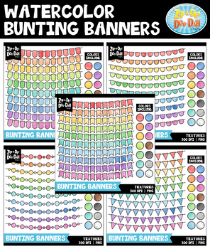 Preview of Watercolor Bunting Banners Clipart Mega Bundle {Zip-A-Dee-Doo-Dah Designs}