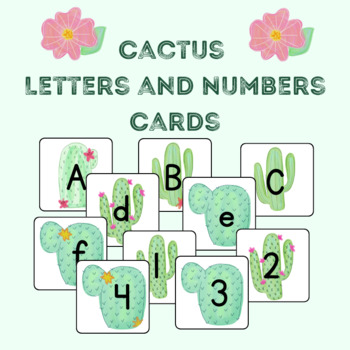Preview of Watercolor Cactus Letters and Numbers - Succulent Themed Alphabet