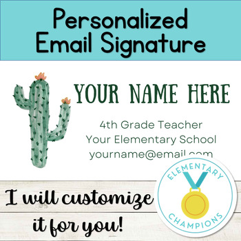 Preview of Watercolor Cactus Personalized Email Signature