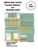 Watercolor Cactus Teacher Planner -EDITABLE - CLICKABLE LINKS