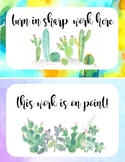 Watercolor Cactus Themed Turn In Basket Labels