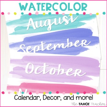 Preview of Watercolor Classroom Decor, Calendar, and More