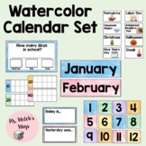 Watercolor Calendar and Days in School Set