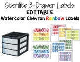 Watercolor Chevron Rainbow Text Editable Sterilite 3-Drawe