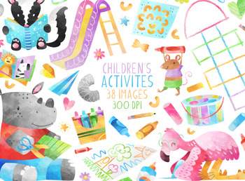Preview of Watercolor Children's Activites Clipart