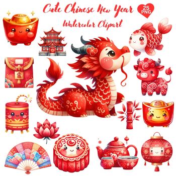 Preview of Watercolor Chinese New Year clipart