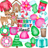 Watercolor Christmas Clipart - Cookie Candy Cane Hot Choco