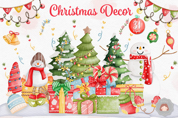 Watercolor Christmas Decoration Clipart | Christmas Ornament ...