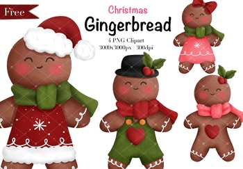 Preview of Watercolor Christmas Gingerbread Clipart.