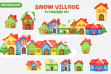 Watercolor Christmas Snow Village