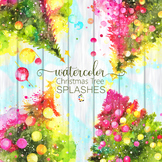 Watercolor Christmas Tree Splashes - Transparent Clipart I