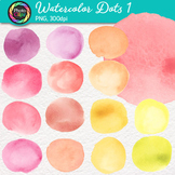 Watercolor Circle Clipart: 15 Warm Paint Brush Dots Clip A
