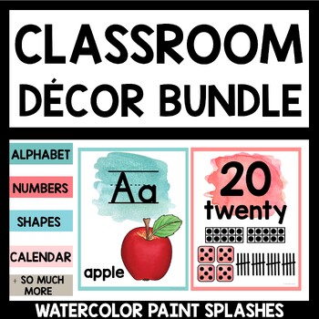Preview of Calming Class Decor | Watercolor Class Decor Bundle