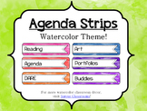 Watercolor Classroom Agenda Strips {Editable}
