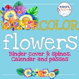 Watercolor Classroom Decor: Blue Classroom binder covers, 