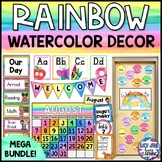 Watercolor Classroom Decor Bundle | Watercolor Rainbow | I