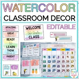 Watercolor Classroom Decor EDITABLE