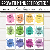 Watercolor Classroom Decor Growth Mindset Posters Bulletin Board