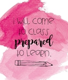 Watercolor Classroom Expectations I WILL Statements