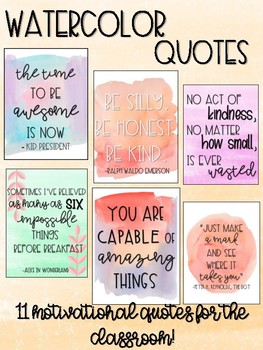 Watercolor Classroom Quotes by The Dancing Teacher | TpT