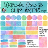 Watercolor Clip Art - Backgrounds, Strokes and Shapes